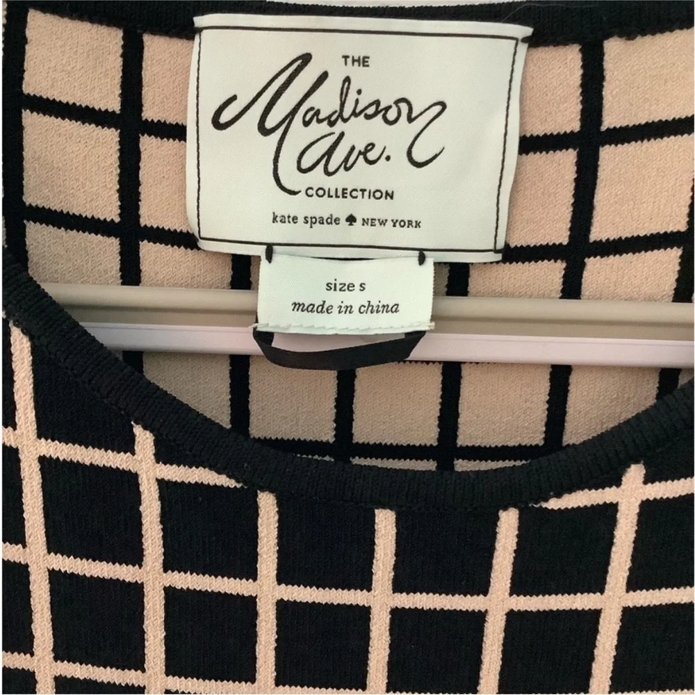 Kate Spade Madison Ave Collection Windowpane Knit Fit & Flare Dress Size S